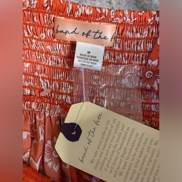 NWT band of the free Women Boho Floral Maxi Dress Orange Size Small - Picture 6 of 7